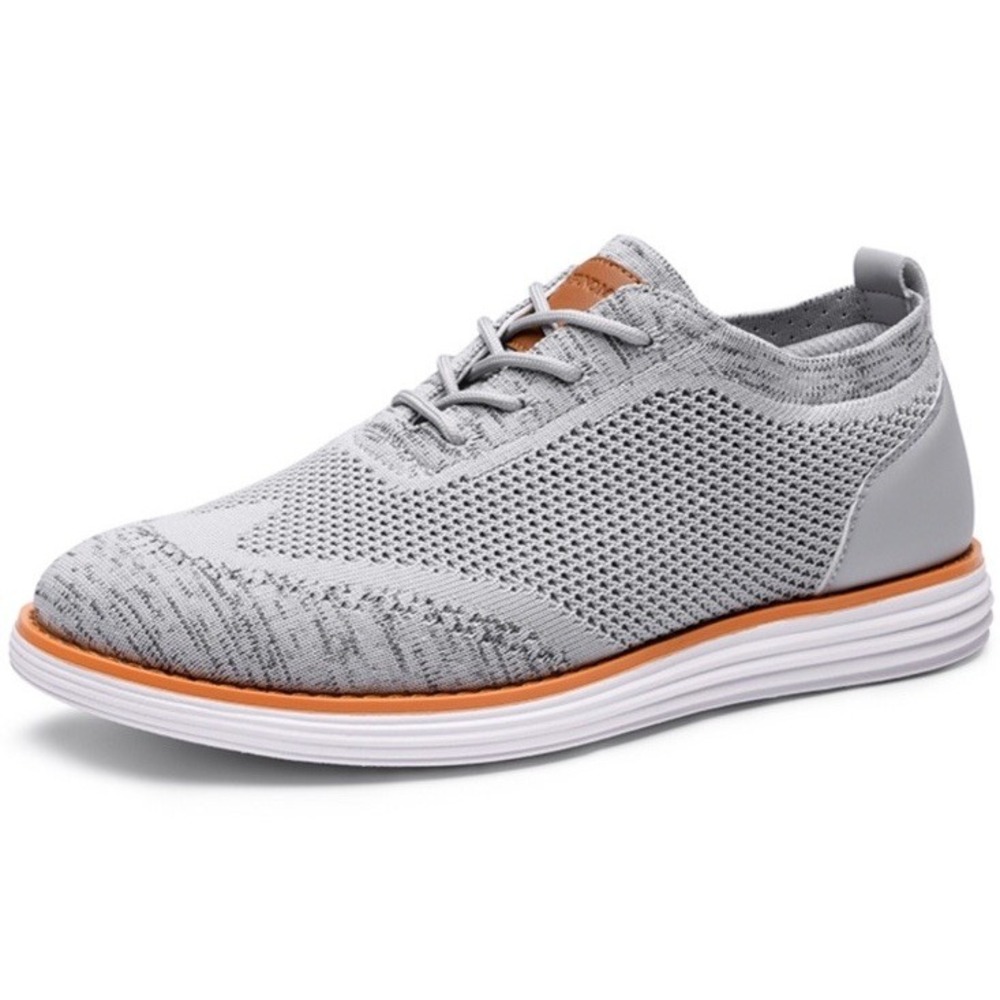 Bruno Marc Mens Knitflex Mesh Wingtip Oxford Sneakers Comfort Shoes Grey Sz 10.5